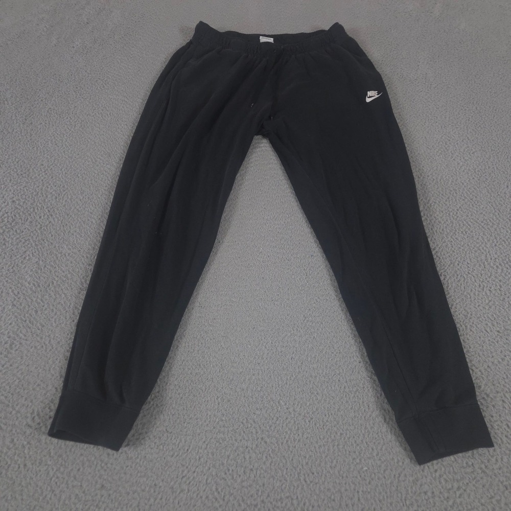 Nike Pants Women L Black Sportswear Club Fleece Joggers Cotton Blend Tapered Leg